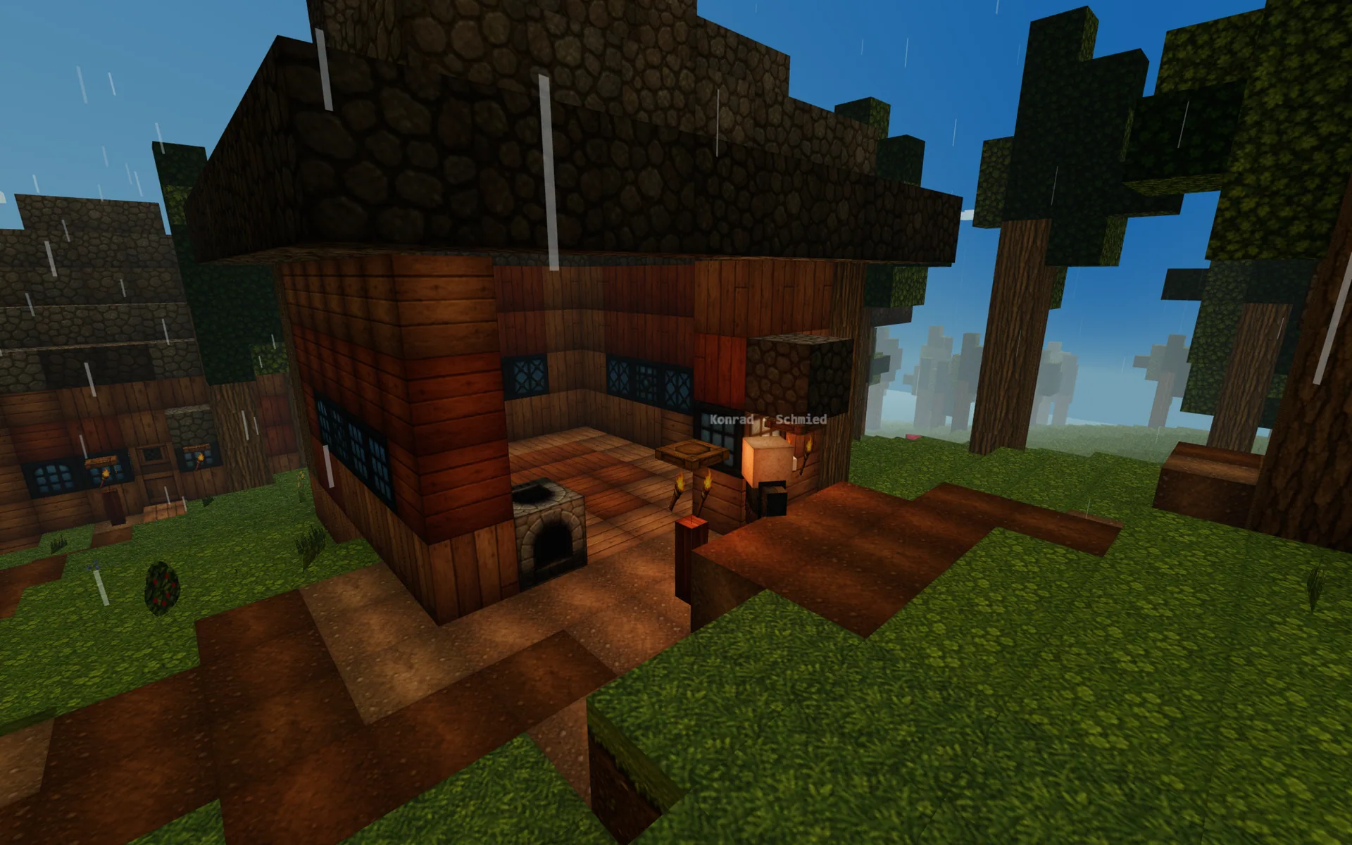 Schmiedewerkstatt in einem Butzcraft-Dorf
